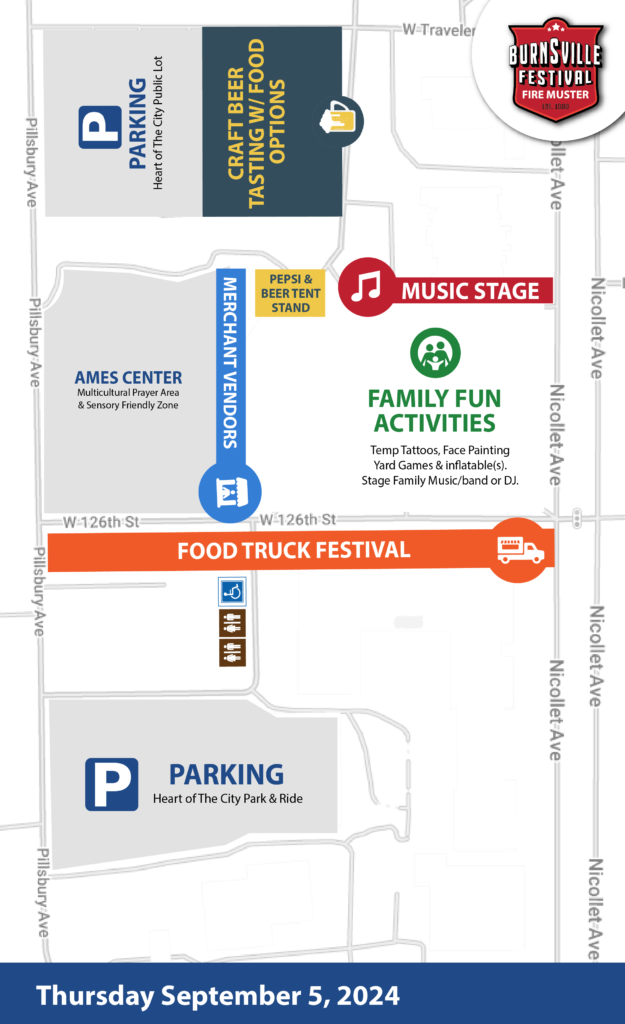 Thursday Map - Burnsville Festival and Fire Muster